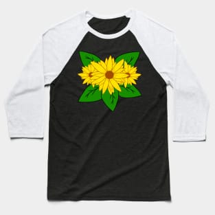 sunflower pattern yellow blooming flower blossom Baseball T-Shirt